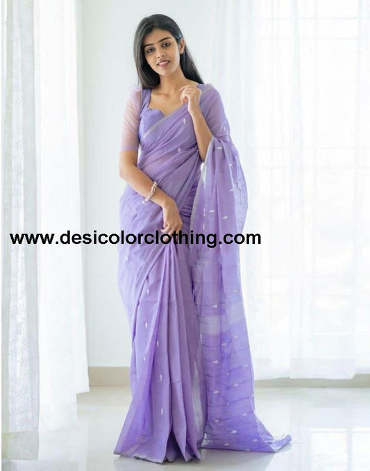 Lavender Cotton Weaving Saree