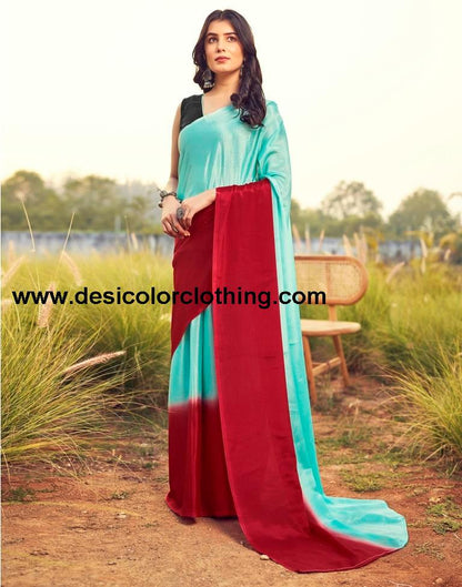 TurquoiseWeaving Chiffon Plain Ready To Wear