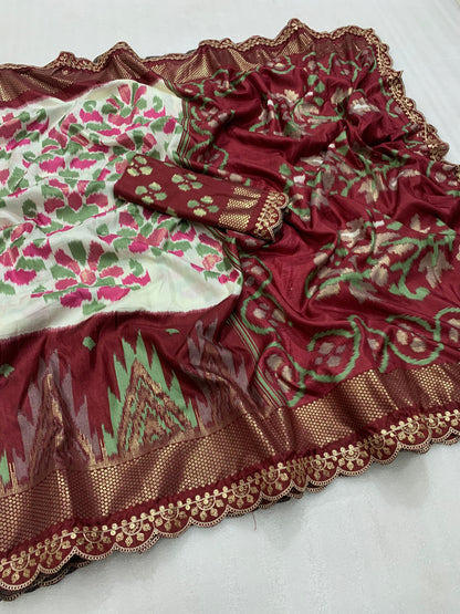 Product Image - Exclusive Designer Georgette Saree with Ikkat Prints | Ethnic & Festive Wear