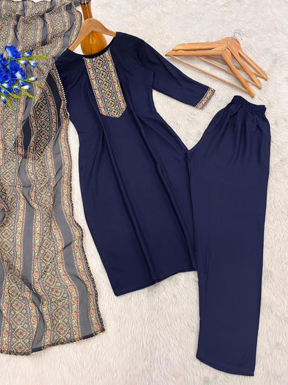 Product Image - Elegant Reyon Suit Set with Georgette Dupatta - Morni Creation