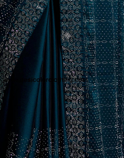 Sea Blue Georgette Plain Saree