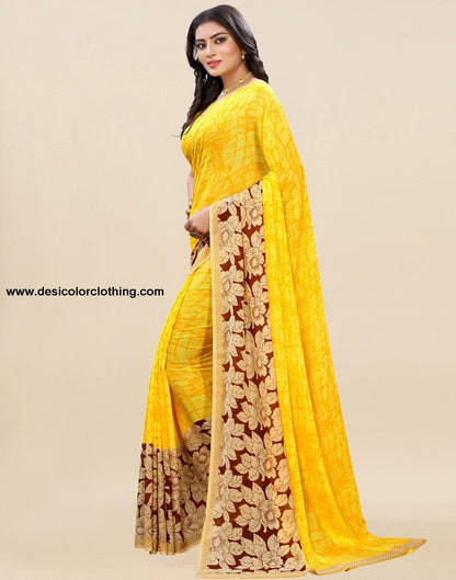 Yellow Printed Saree | 1182S106