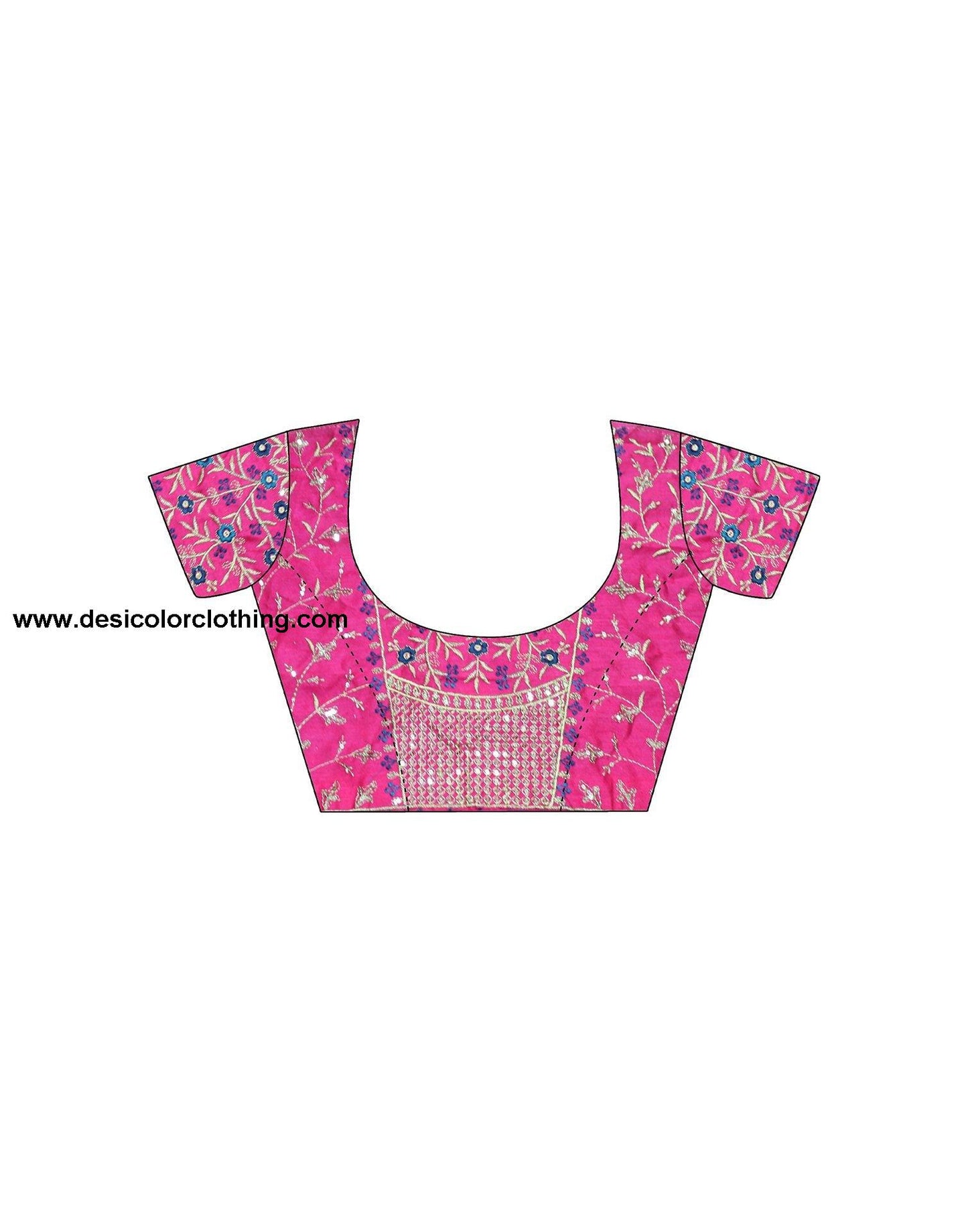 Rani Pink Art Silk Blouse with Dark Teal Blue Poly Silk Saree