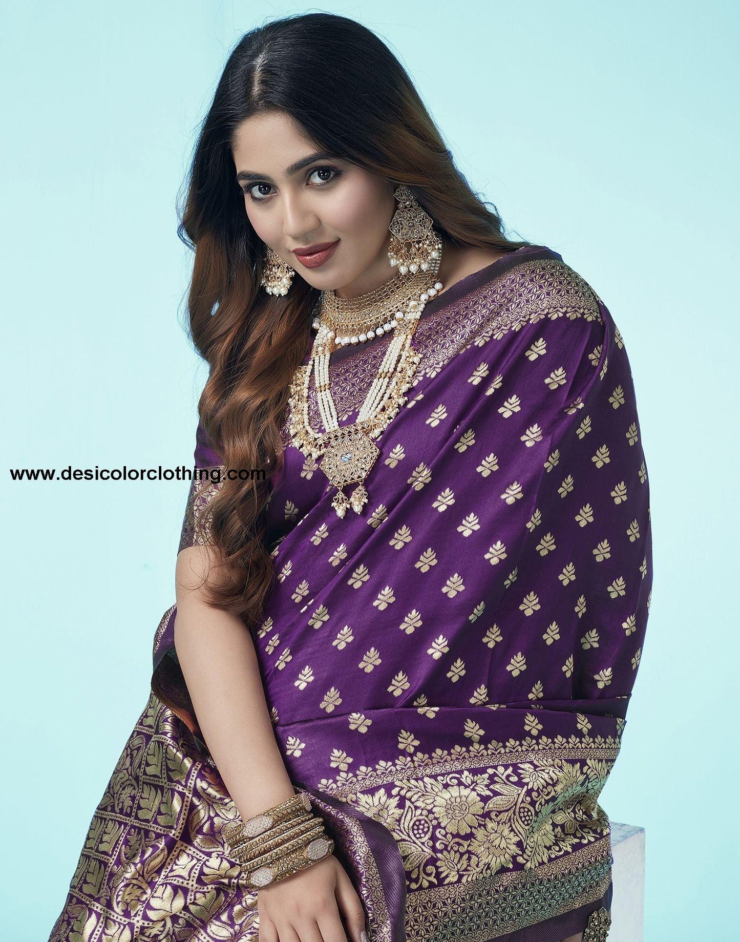 Purple Jacquard Silk Saree
