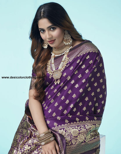 Purple Jacquard Silk Saree