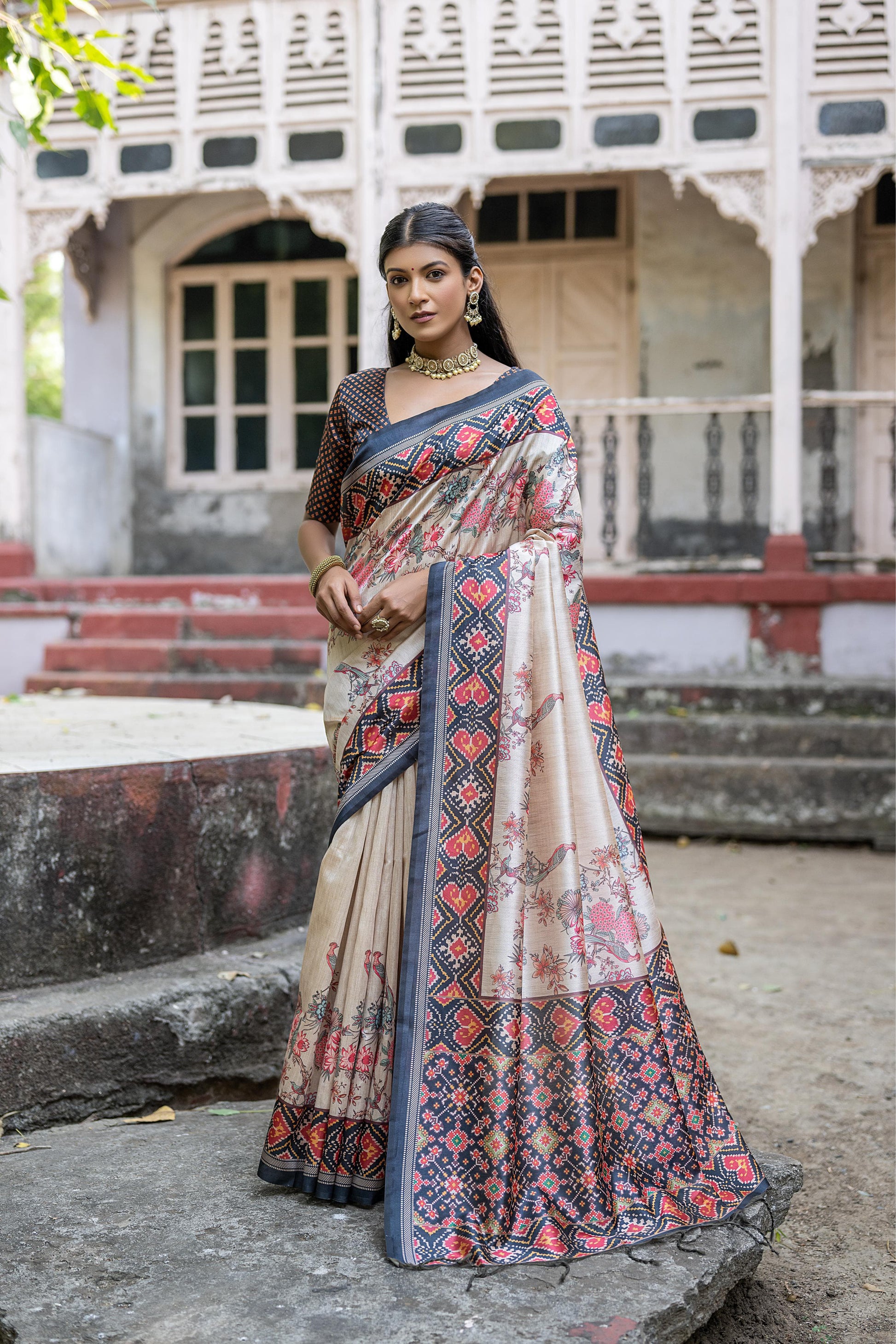 Product Image - Yogita Patola Designer Saree in Tussar Silk with Patola Print