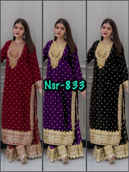 Product Image - Designer Georgette Festive Wedding Saree with Embroidery