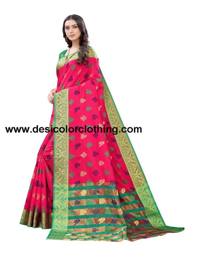 Pink Coloured Poly Silk Jacquard Partywear saree
