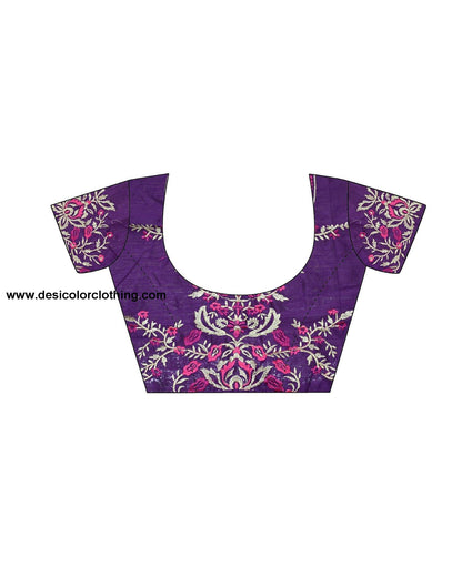 Wine Plain Silk Saree
