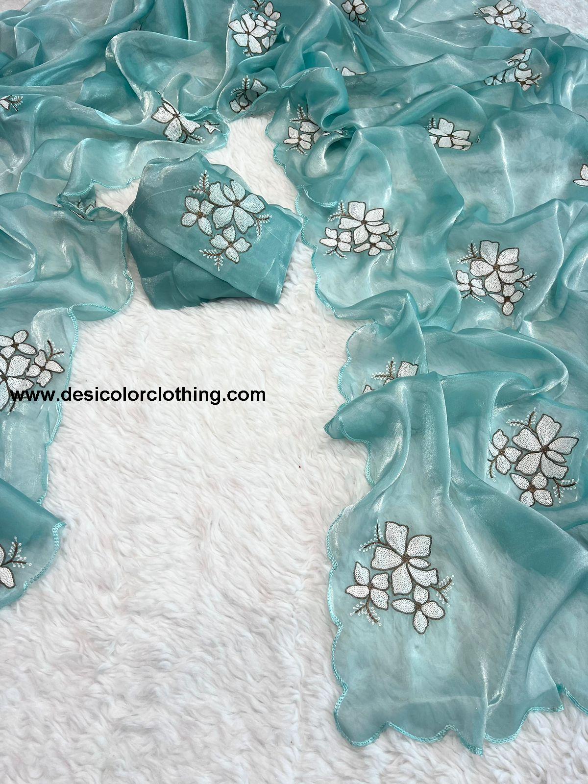 Pure Glass Jimmy Chu Chiffon Saree Collection*