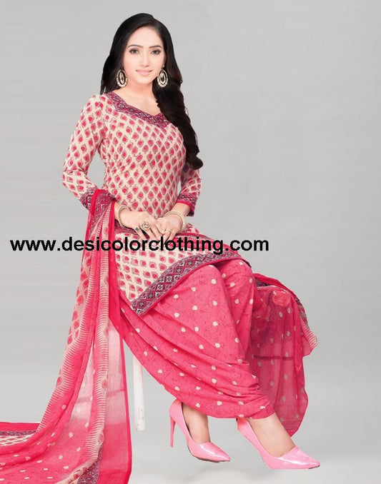 Printed Polyester Unstitched Salwar Suit Material