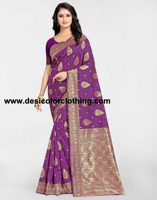 Purple Jacquard Banarasi Silk Saree