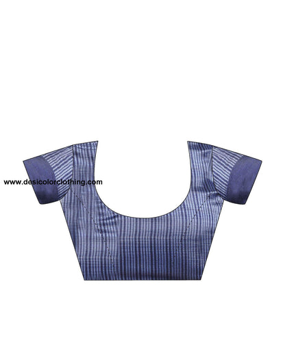 Royal Blue Floral Silk Saree