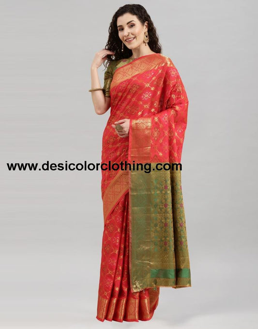 Red Coloured Poly Silk Banarasi Jacquard Saree | SLV2194S1175