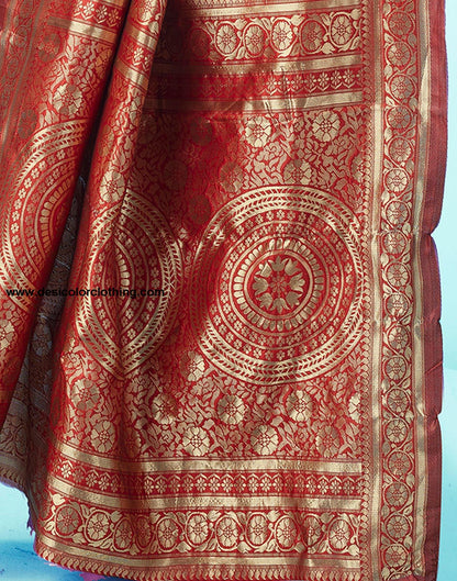 Red Jacquard Silk Saree