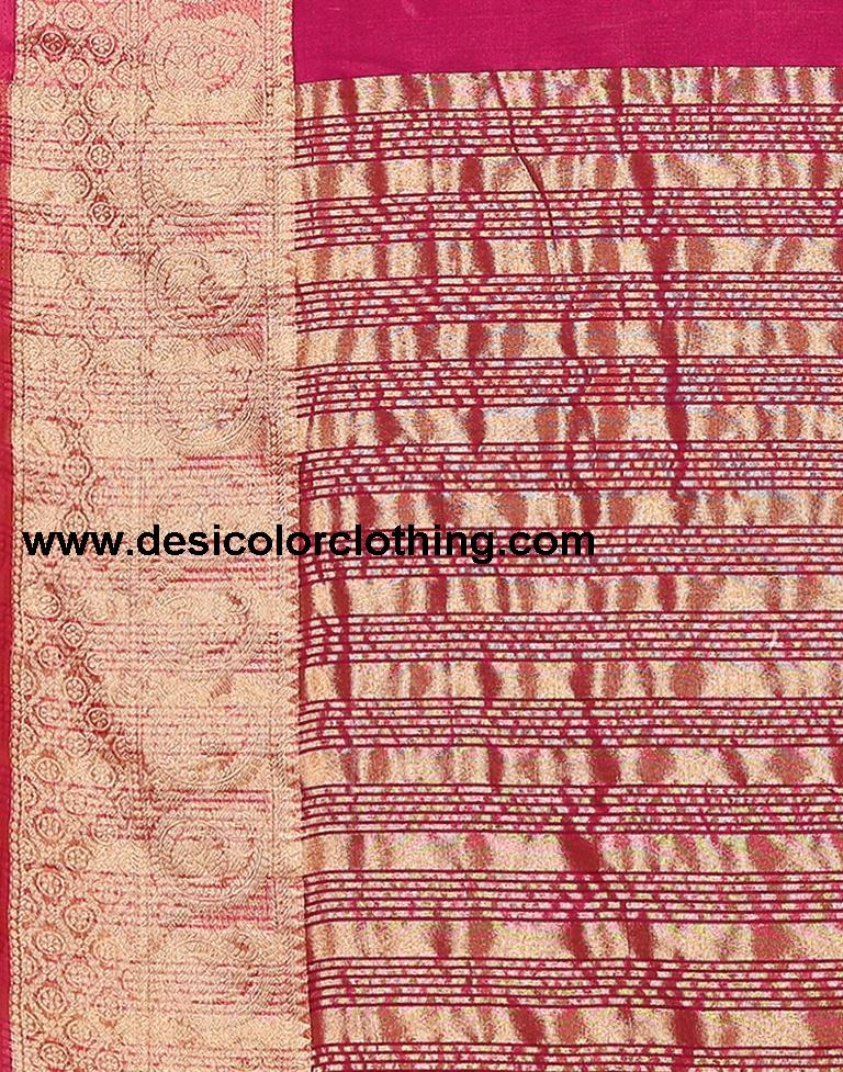 Rani Pink Plain Organza Saree