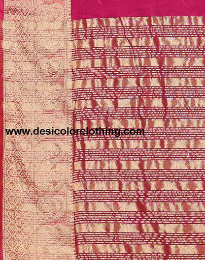 Rani Pink Plain Organza Saree