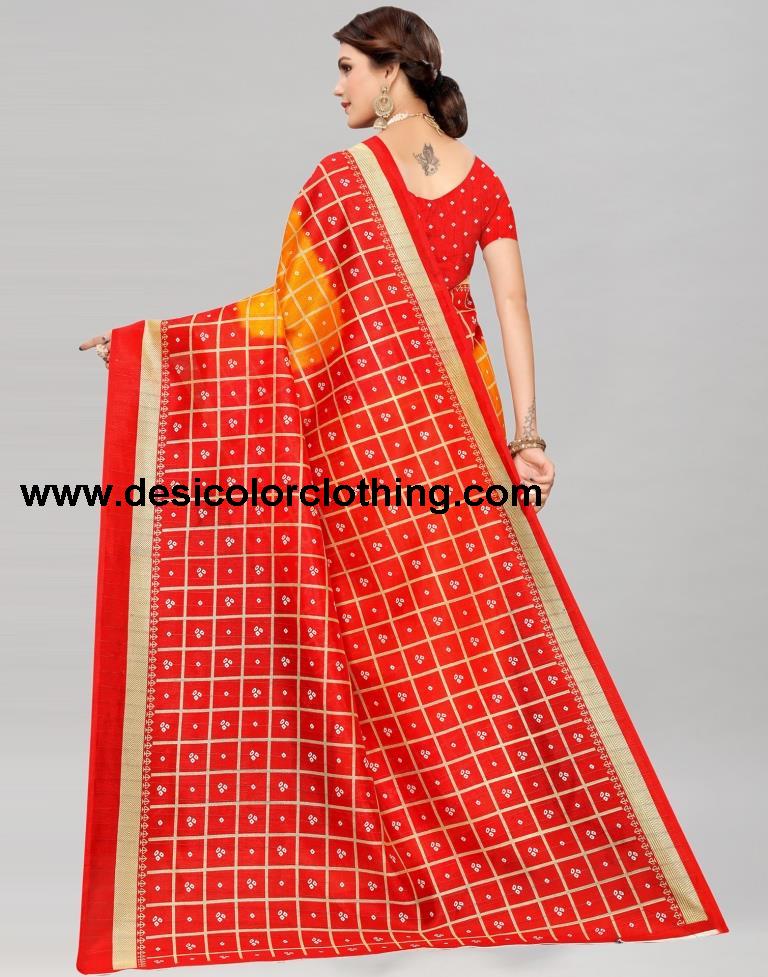 Red Bandhani Printed Silk Saree | 1159S88