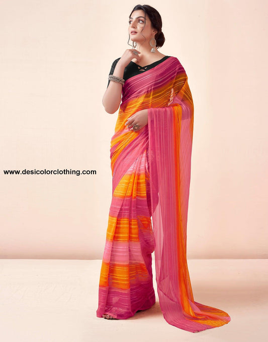 Turmeric Georgette Printed Ready to Wear Saree