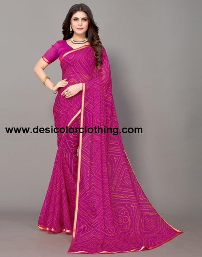 Pink Bandhani Printed Saree