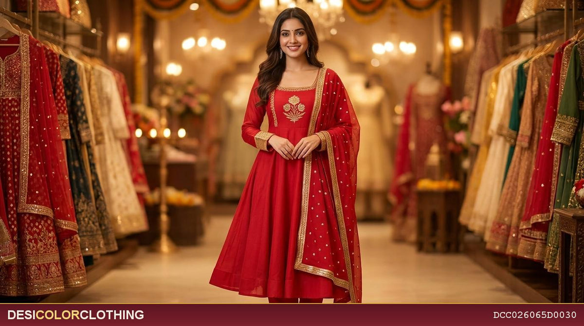 Product Image - Elegant Mal Chenderi Anarkali Suits for Weddings - 1