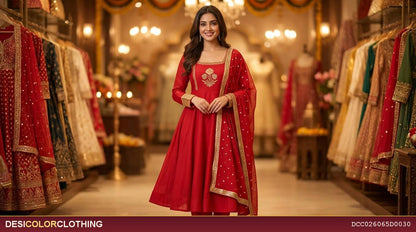 Product Image - Elegant Mal Chenderi Anarkali Suits for Weddings - 1