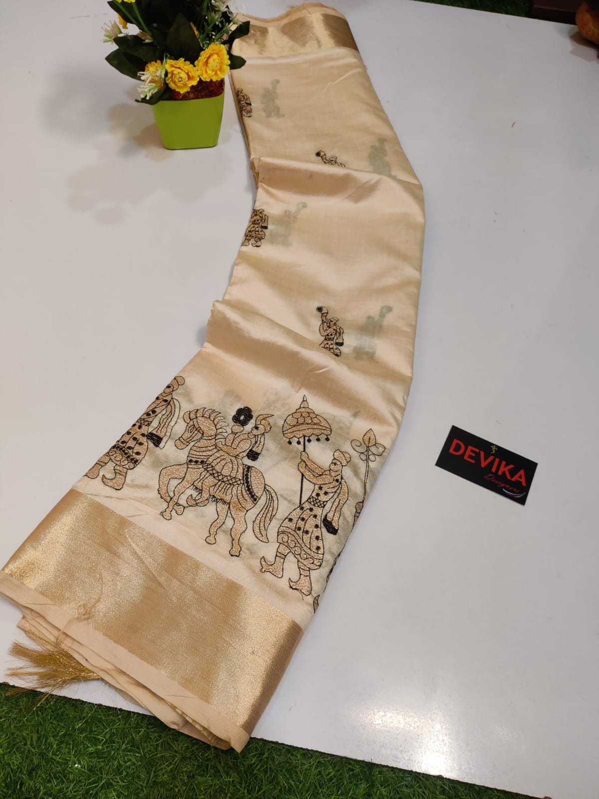 Product Image - Designer Georgette Saree with Exclusive Kalankari Weaving - Ethnic Wear