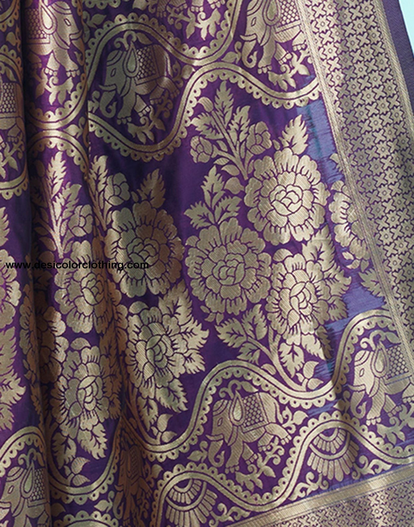 Dark Purple Jacquard Silk Saree