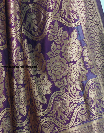 Dark Purple Jacquard Silk Saree