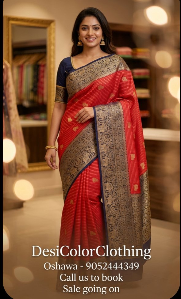 Product Image - Elegant Red Traditional Saree for Timeless Style - 1