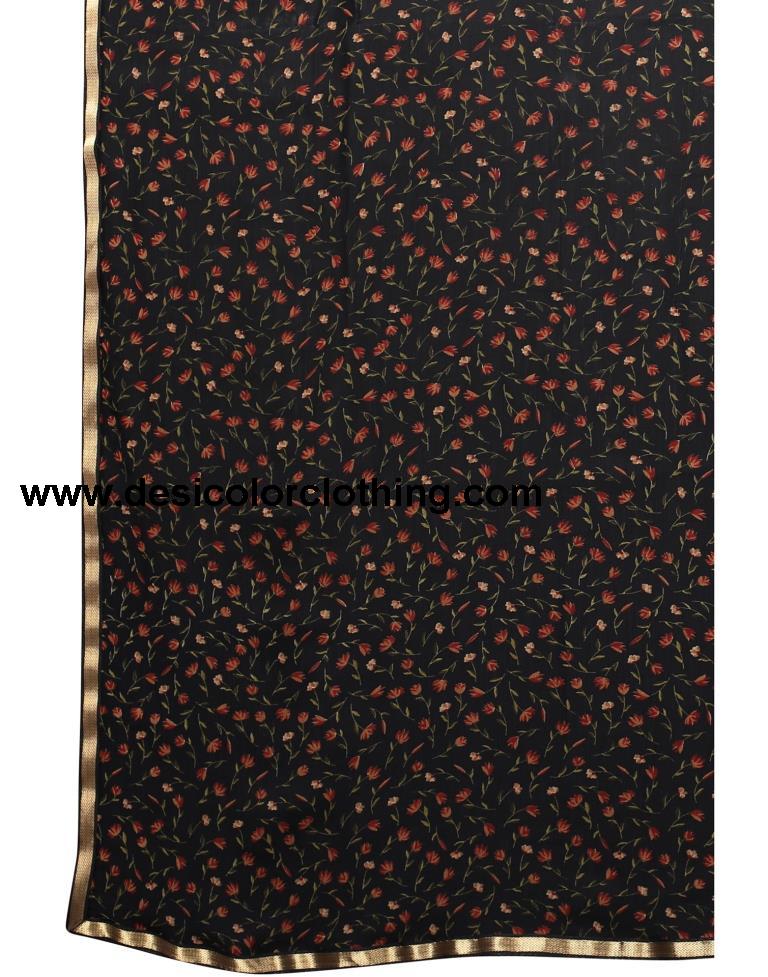 Black Coloured Chiffon Printed Casual saree
