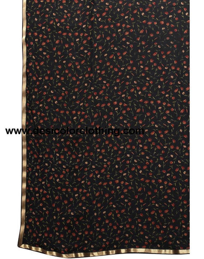 Black Coloured Chiffon Printed Casual saree