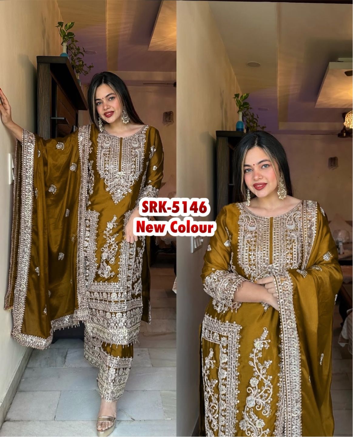 Product Image - Designer Georgette Wedding Saree - Pure Chinnon Silk with Heavy Embroidery