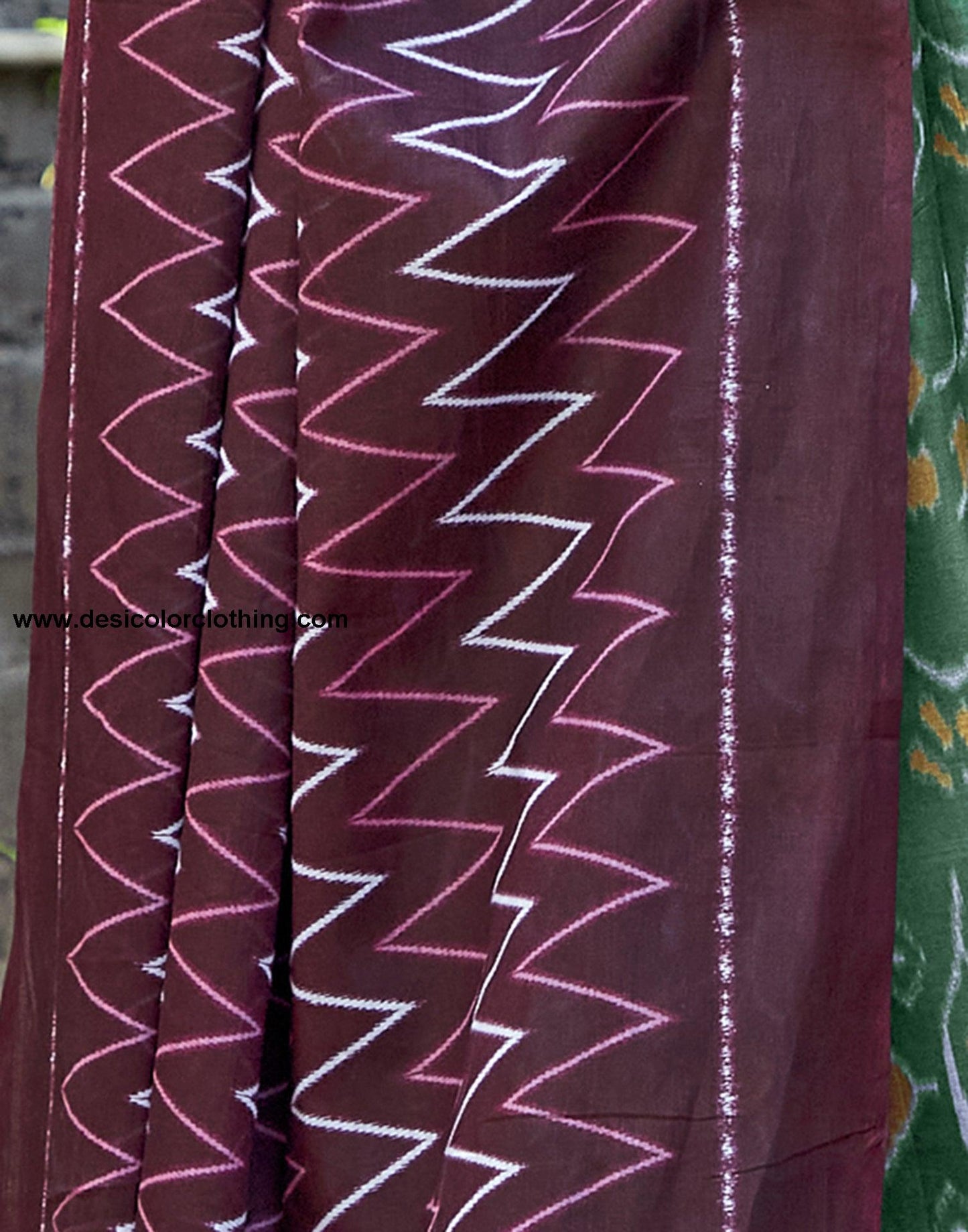 Dusty Green Cotton Printed Saree