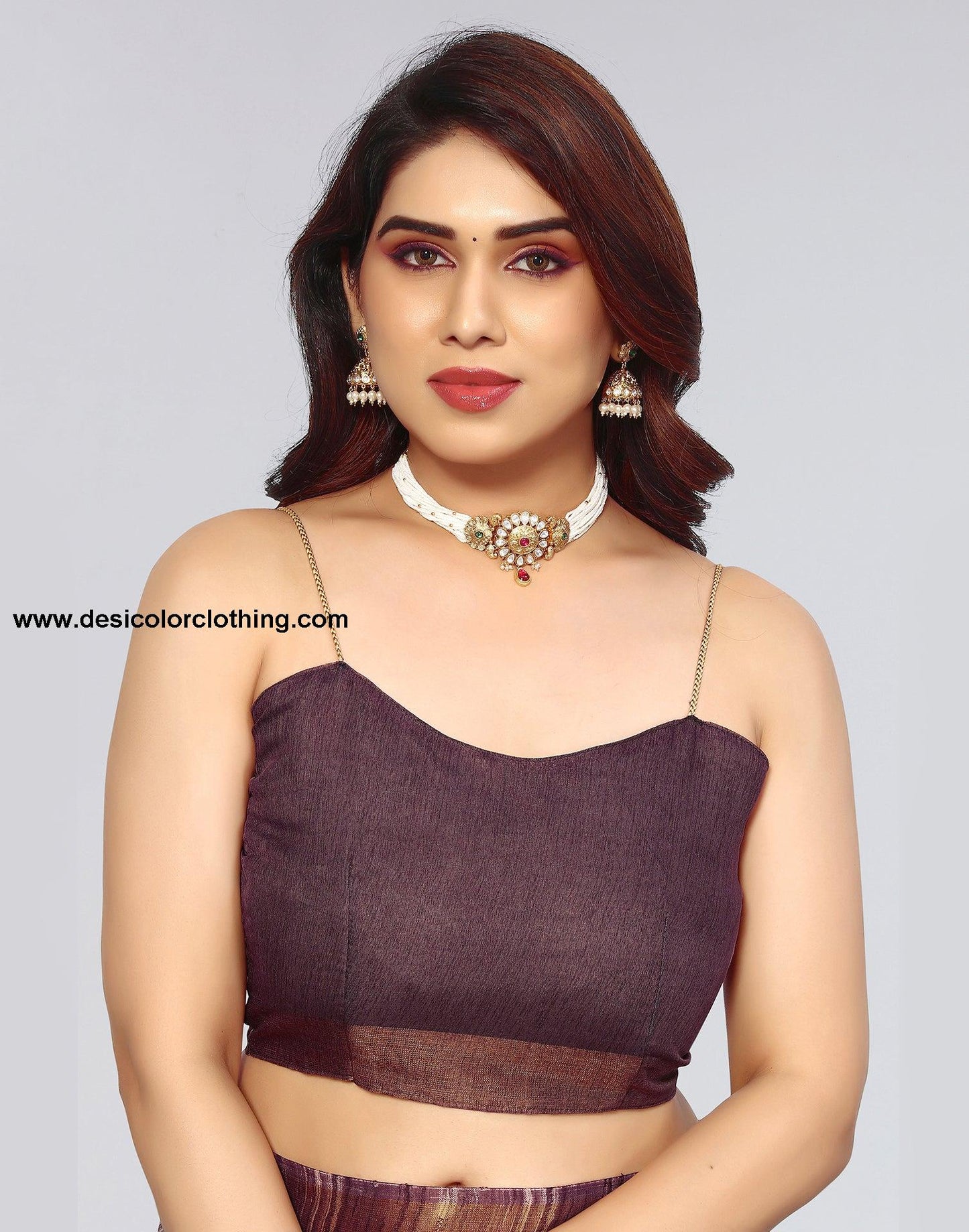 Dark Brown Cotton Printed Saree
