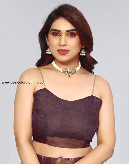 Dark Brown Cotton Printed Saree