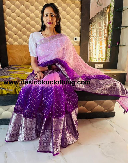 Purple Jacquard Organza Saree