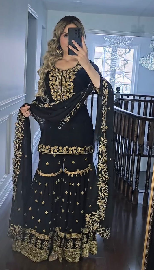 Product Image - Designer Georgette Saree Set for Festive and Wedding Wear