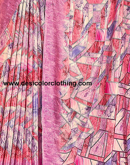 Pink Silk Printed Sarees