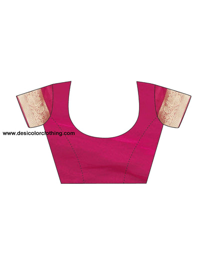 Rani Pink Plain Organza Saree