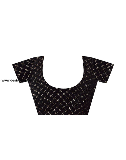 Black Georgette Plain Saree