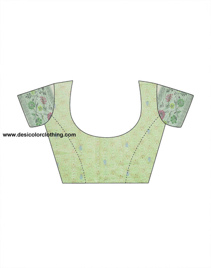 Pista Green Woven Banarasi Organza Saree