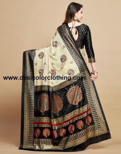 Cream Silk Saree