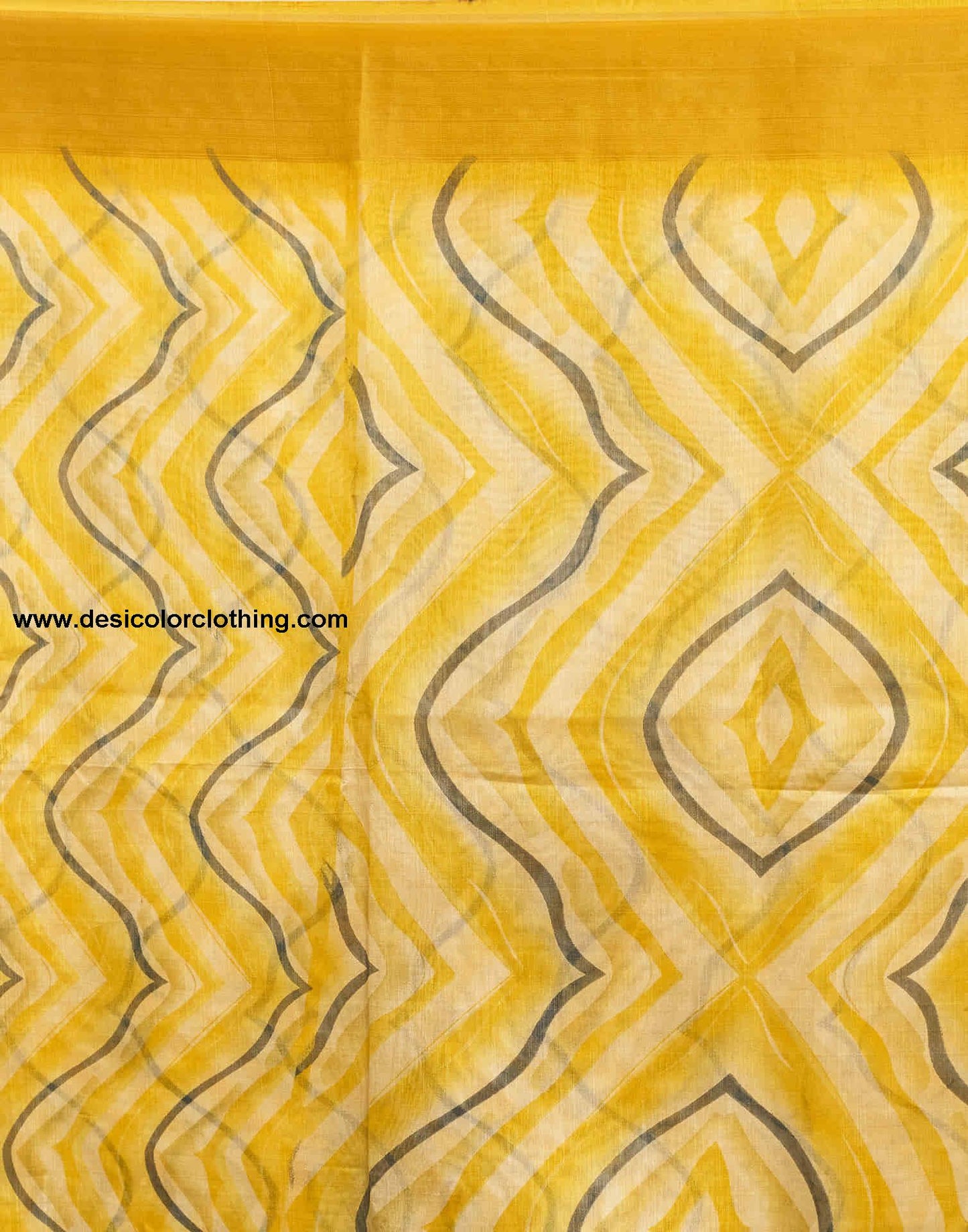 Yellow Cotton Printed Saree