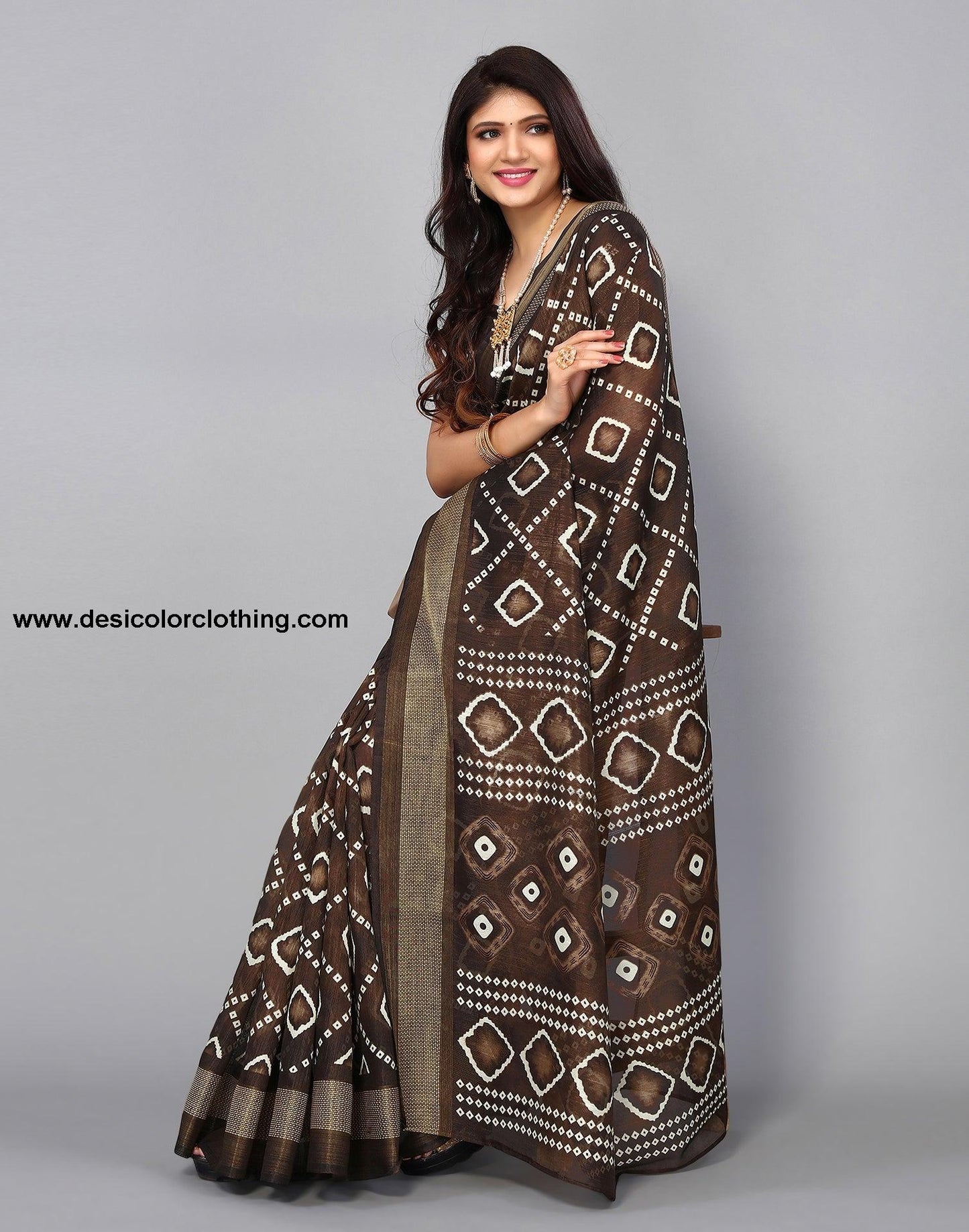 Brown Cotton Saree