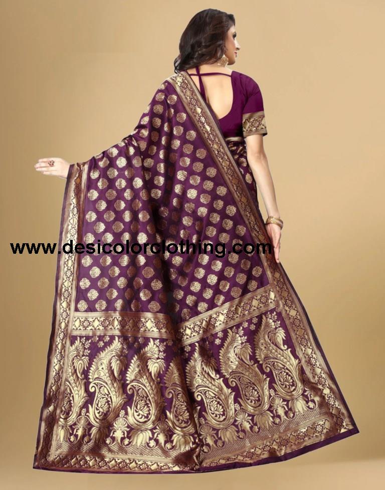 Purple Jacquard Banarasi Silk Saree