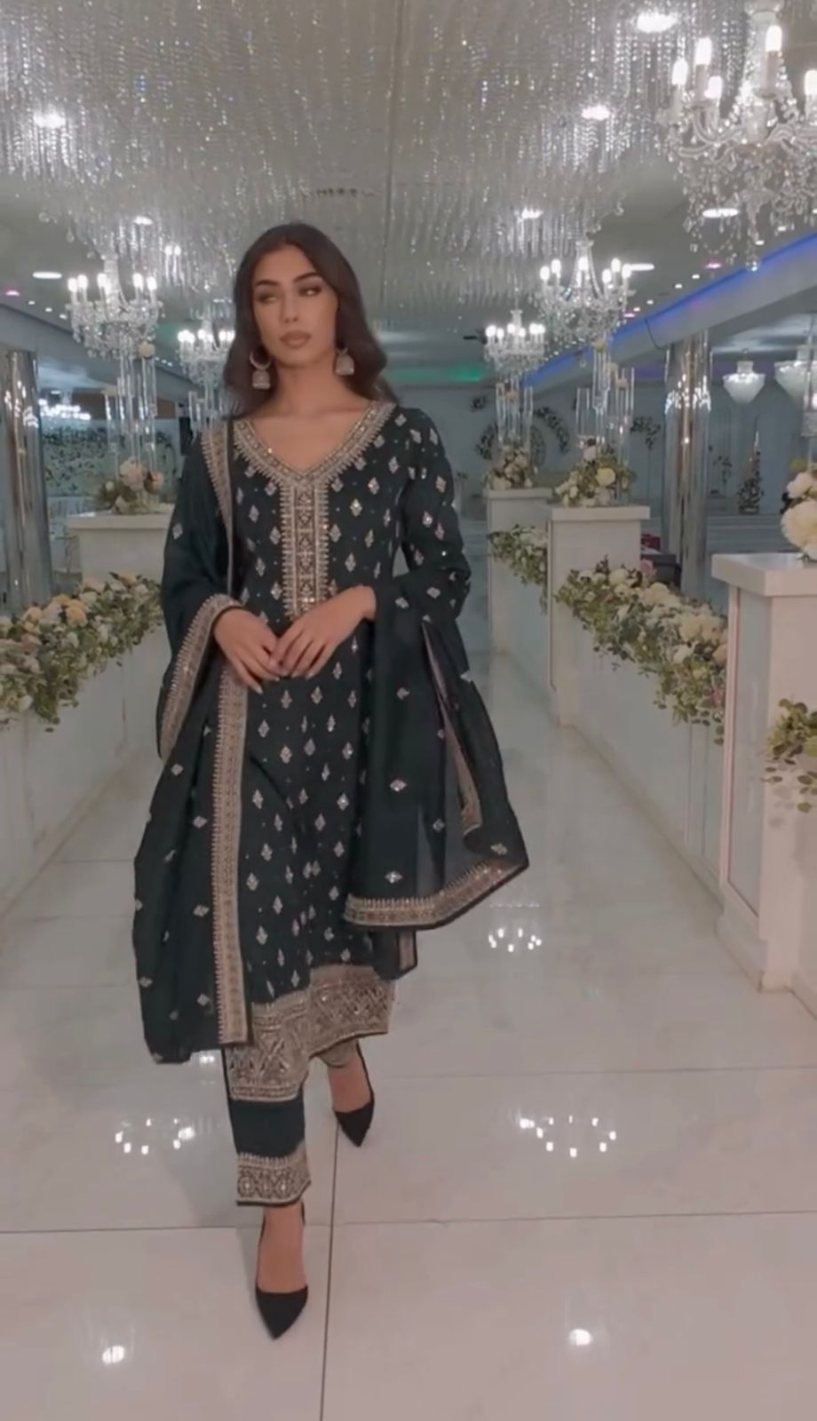 Product Image - Exquisite Designer Georgette Saree with Heavy Embroidery - Perfect Festive & Wedding Wear