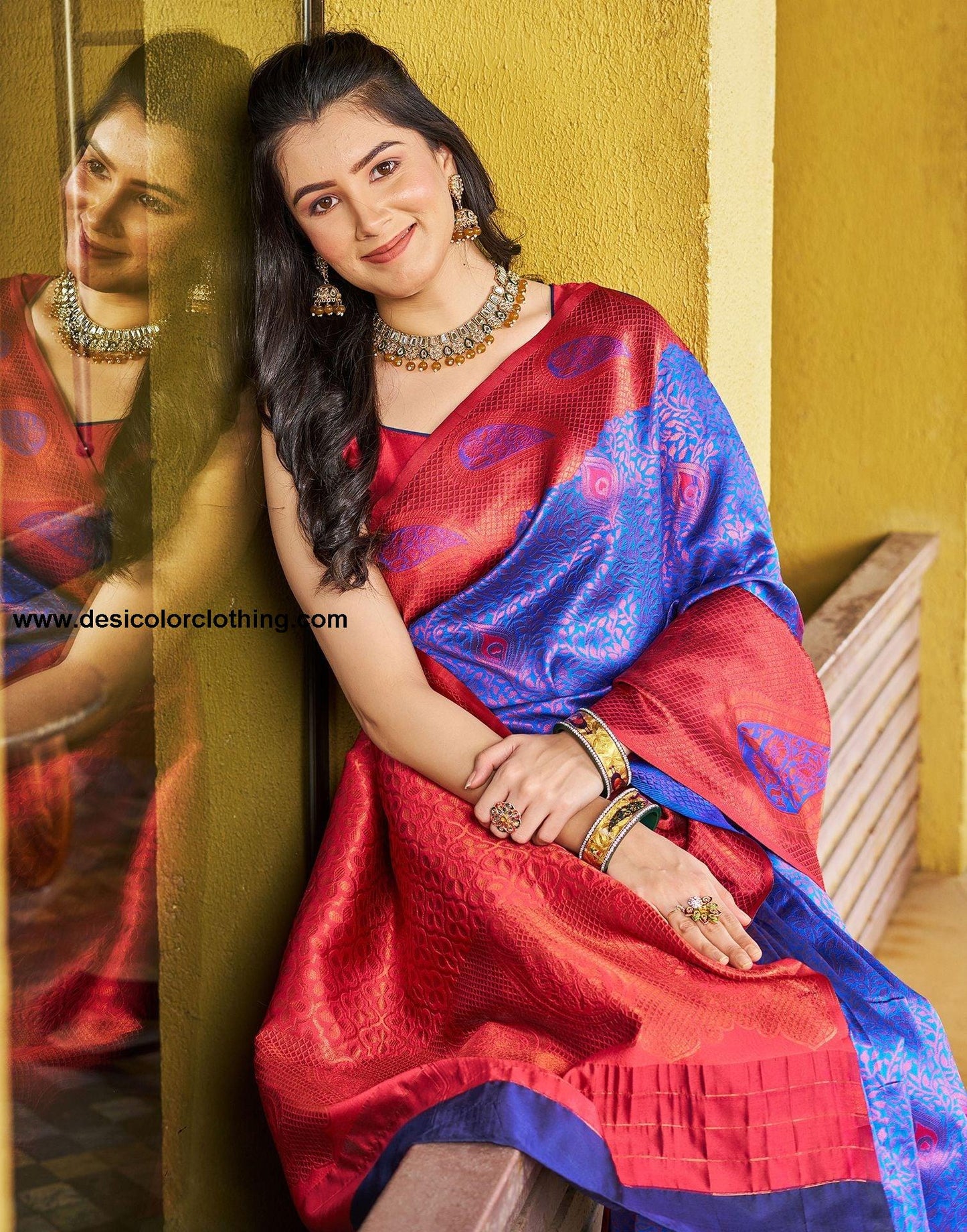 Royal Blue Jacquard Silk Saree