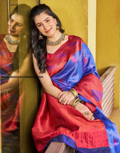 Royal Blue Jacquard Silk Saree