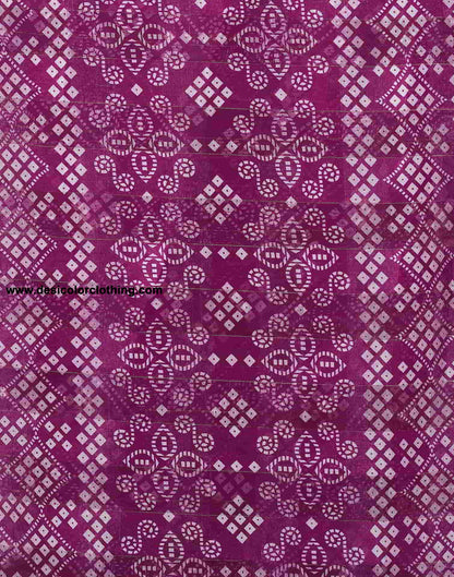 Wine Printed Cotton Bandhani Saree